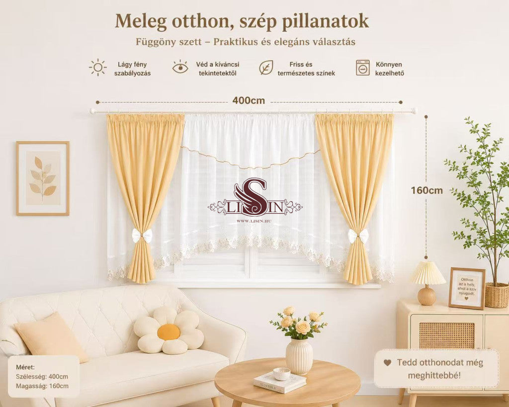 Meleg és elegáns függönyszett - 400x160 cm