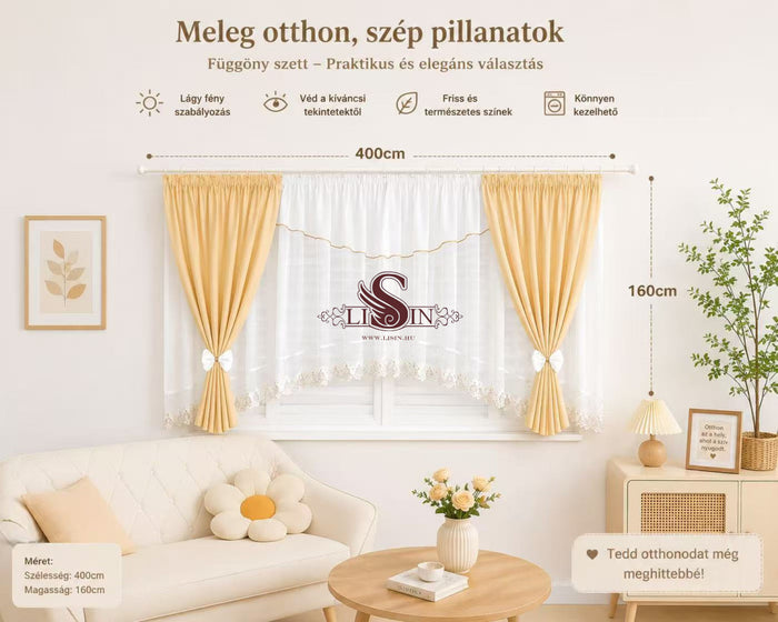 Meleg és elegáns függönyszett - 400x160 cm
